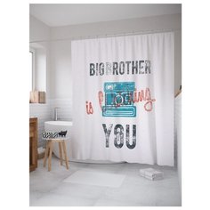 Штора для ванной JoyArty Большой брат ждет 180x200 белый/черный/синий