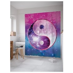 Штора для ванной JoyArty Блестящий Инь-Ян 180x200 розовый/фиолетовый/голубой