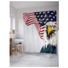 Штора для ванной JoyArty Орел с американским флагом 180х200 разноцветный