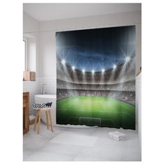 Штора для ванной JoyArty Стадион под открытым небом 180х200 синий/серый/зеленый