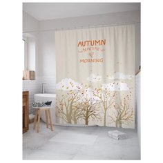 Штора для ванной JoyArty Прекрасное осеннее утро 180x200 бежевый