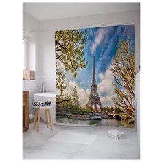 Штора для ванной JoyArty Вершина эйфелевой башни 180x200 разноцветный