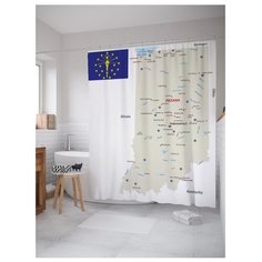 Штора для ванной JoyArty Карта Штат Индиана 180х200 разноцветный