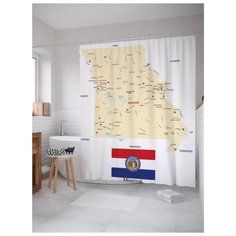 Штора для ванной JoyArty Карта Штат Миссури 180х200 разноцветный