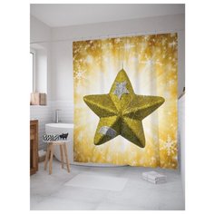 Штора для ванной JoyArty Сияние праздничной звезды 180x200 золотистый/желтый