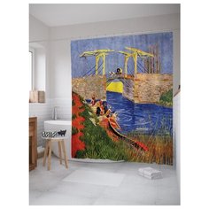 Штора для ванной JoyArty Средневековый мост. Живопись 180х200 разноцветный