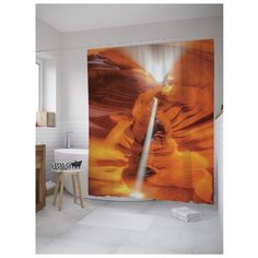 Штора для ванной JoyArty Солнечный луч в каньоне Антилопы 180х200 оранжевый