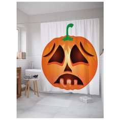 Штора для ванной JoyArty Грусный Джек-фонарь 180x200 белый/оранжевый