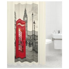 Штора для ванной Bath Plus London 180х200 серый/красный