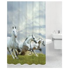 Штора для ванной Bath Plus Horse 180х200 зеленый/серый
