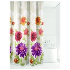 Штора для ванной Bath Plus Autumn Chrysanthem 180х180 бежевый/оранжевый/фуксия