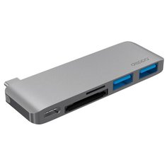 USB-концентратор Deppa USB Type-C 5 в 1 (72217), разъемов: 3, графитовый