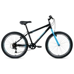 Подростковый горный (MTB) велосипед ALTAIR MTB HT 24 1.0 (2020) черный/голубой 14" (требует финальной сборки)