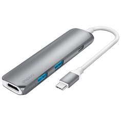 USB-концентратор Deppa USB Type-C 4 в 1 (73118), разъемов: 3, графитовый