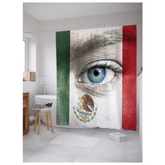 Штора для ванной JoyArty Взгляд из Мексиканского флага 180х200 зеленый/белый/красный