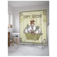 Штора для ванной JoyArty Винтажная Пасхальная открытка 180х200 бежевый