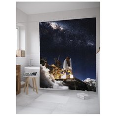 Штора для ванной JoyArty Шаттл готов к взлету 180х200 синий