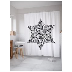 Штора для ванной JoyArty Черно-белая звезда Давида 180х200 черный/белый