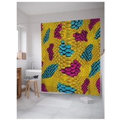 Штора для ванной JoyArty Экзотическая змеиная кожа 180х200 желтый/розовый/голубой
