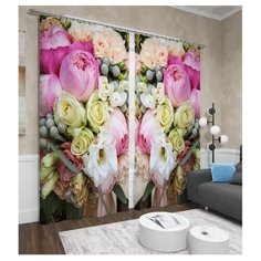 Фотошторы Сирень Пионы и розы (ФШБЛ001-13592) на ленте 260 см розовый
