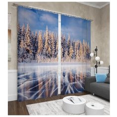 Фотошторы Сирень Узоры на льду (ФШБЛ001-13547) на ленте 260 см голубой