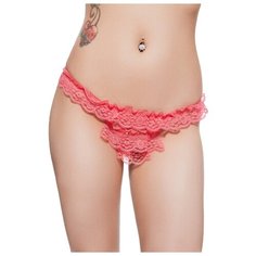 Le Cabaret Трусы Стринги низкой посадки кружевные, размер S, коралловый