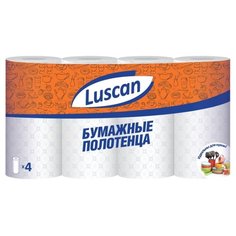 Полотенца бумажные Luscan с тиснением белые двухслойные 4 рул.