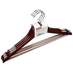 Вешалка Attache Набор Jas с антискользящими вставками, выемками и перекладиной F6612NJ орех