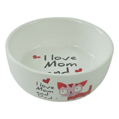 Миска для животный Foxie I love Mom красная 300 мл