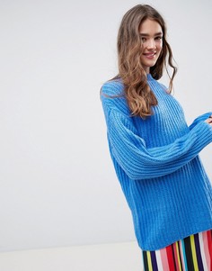 Джемпер в рубчик с круглым вырезом ASOS DESIGN-Синий