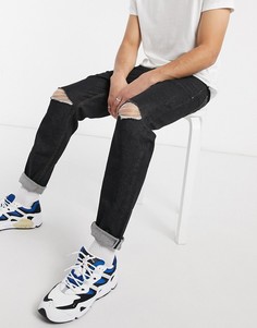 Черные суженные книзу джинсы стретч ASOS DESIGN-Черный