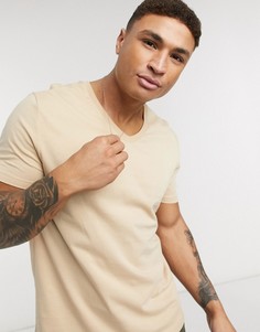 Футболка с V-образным вырезом ASOS DESIGN-Бежевый