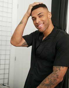 Черная рубашка с отложным воротником Jack & Jones Originals-Черный