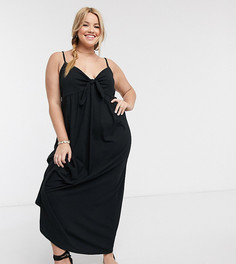 Черный сарафан макси на бретельках ASOS DESIGN Curve