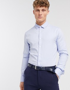 Голубая оксфордская приталенная рубашка ASOS DESIGN-Синий