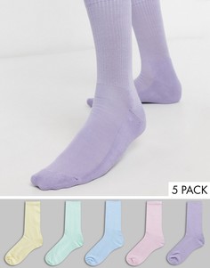 Набор из 5 пар разноцветных спортивных носков в рубчик New Look-Мульти