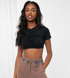 Черный кроп-топ со сборками ASOS DESIGN Tall