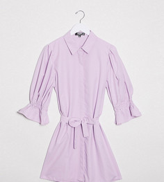 Лавандовое платье-рубашка миди с пышными рукавами Missguided Plus-Фиолетовый