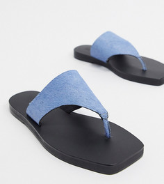 Синие кожаные сандалии для широкой стопы ASOS DESIGN-Синий