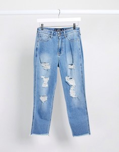 Рваные джинсы в винтажном стиле Hollister-Синий