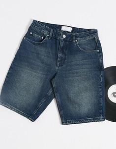 Узкие джинсовые шорты с зеленым оттенком ASOS DESIGN-Синий