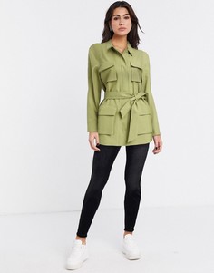 Куртка цвета хаки в стиле милитари Topshop-Зеленый