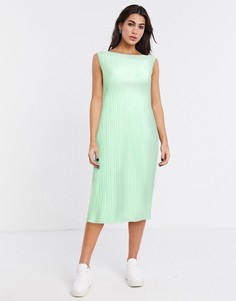 Светло-зеленое плиссированное платье миди Weekday-Зеленый
