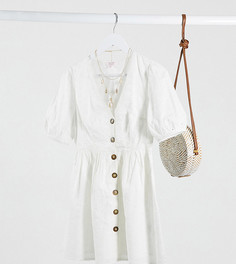 Платье мини с вышивкой ришелье Miss Selfridge Petite-Белый