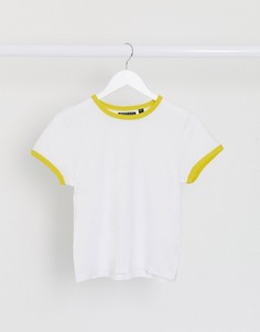 Футболка в контрастный рубчик Brave Soul claudia-Белый