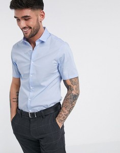 Голубая приталенная рубашка ASOS DESIGN-Синий
