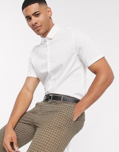 Белая приталенная рубашка стретч ASOS DESIGN-Белый