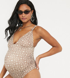 Слитный купальник с геометричным принтом ASOS DESIGN maternity-Мульти