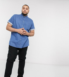 Выбеленная эластичная джинсовая рубашка облегающего кроя ASOS DESIGN Plus-Синий