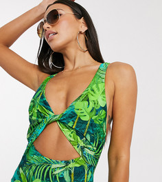 Купальник с пальмовым принтом ASOS DESIGN tall-Мульти